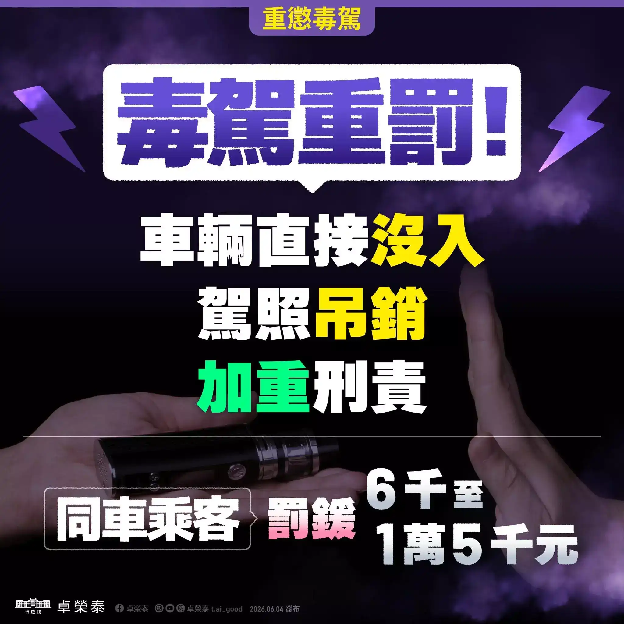 毒駕零容忍！喪屍煙彈擬改列一級毒品　製造販賣最重可處死刑