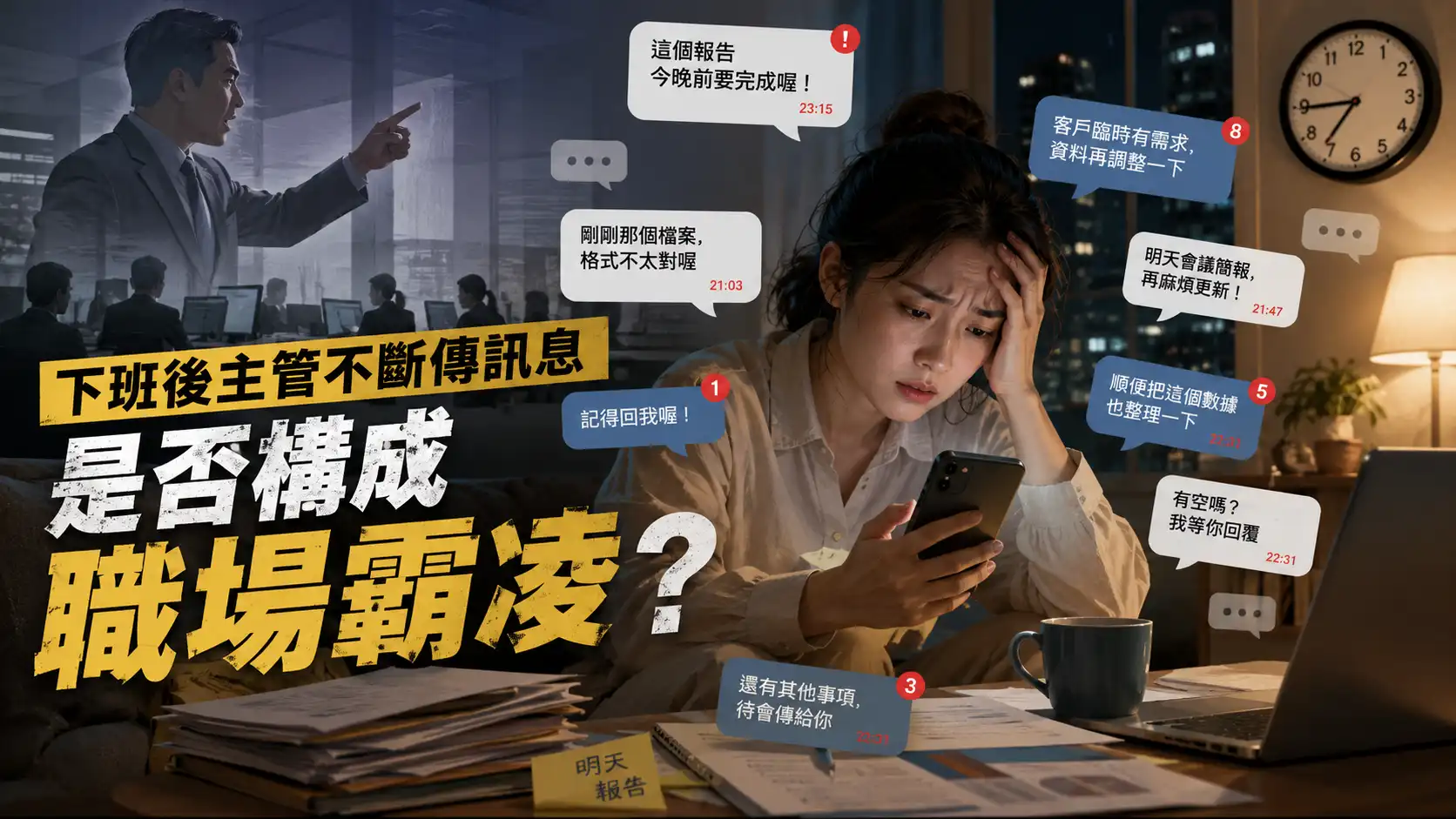 下班狂收主管LINE算霸凌嗎？勞動部說明：須符合5大要件才成立