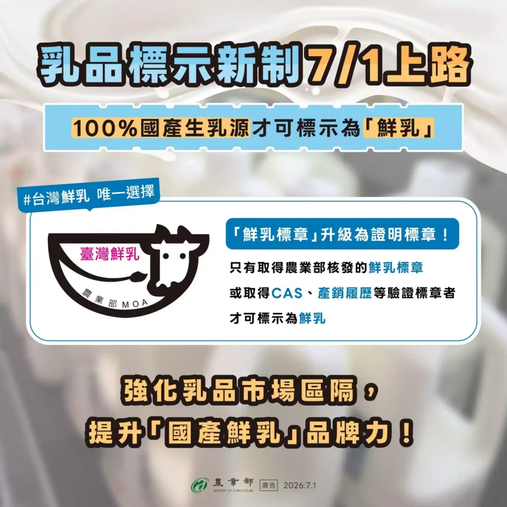 買牛奶不一定是鮮乳！7月鮮乳新制上路 認明兩大標章才是真鮮乳